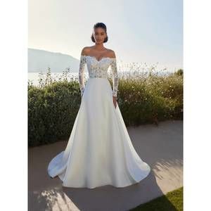 NEW COSMOBELLA beaded lace off the shoulder dress in ivory/sheer